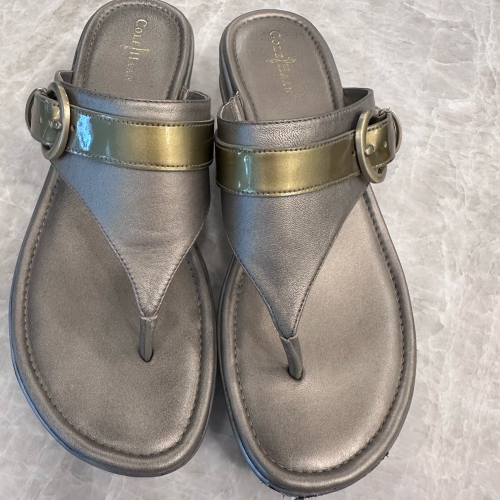 ColeHaan sandal/wedges gold and silver with Nike Air technology. So comfy.